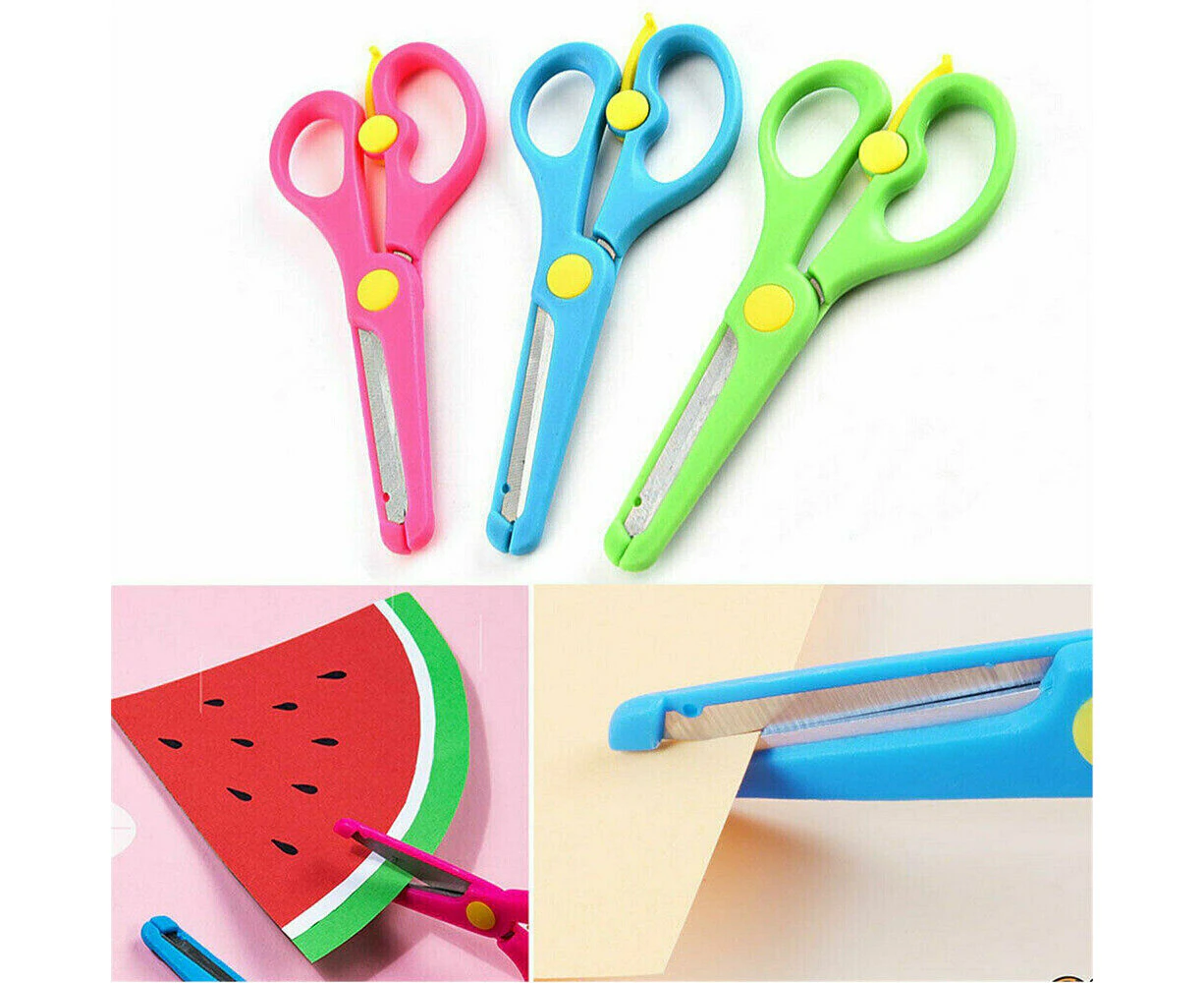 3pcs Student Paper Tool Cutting Hand Paper Scissors Craft Kids Protective-5in