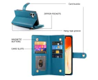 Iphone 16 Plus Premium Pu Leather Wallet Case With RFID Blocking Card Holder-Blue