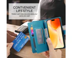 Iphone 16 Plus Premium Pu Leather Wallet Case With RFID Blocking Card Holder-Blue