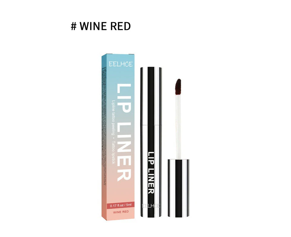 Peel-Off Lip Liner, Outline Lip Shape, Highlight Lip Color, Waterproof And Non-Smudge Peel-Off Lip Liner, Lip Brush, Wine Red