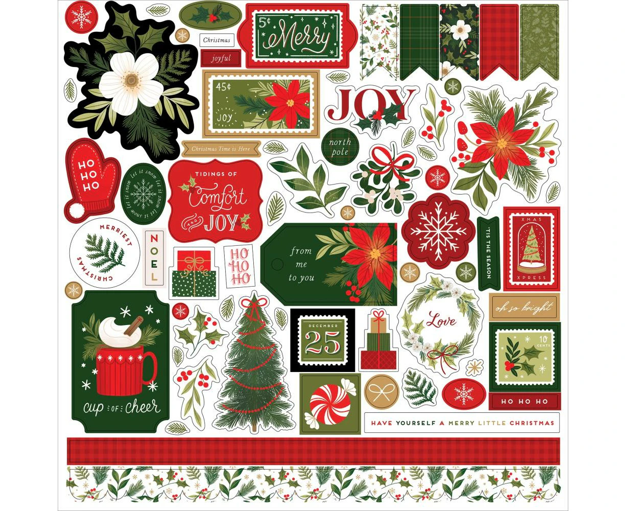 Echo Park Christmas Joy Cardstock Stickers 12"X12" Elements