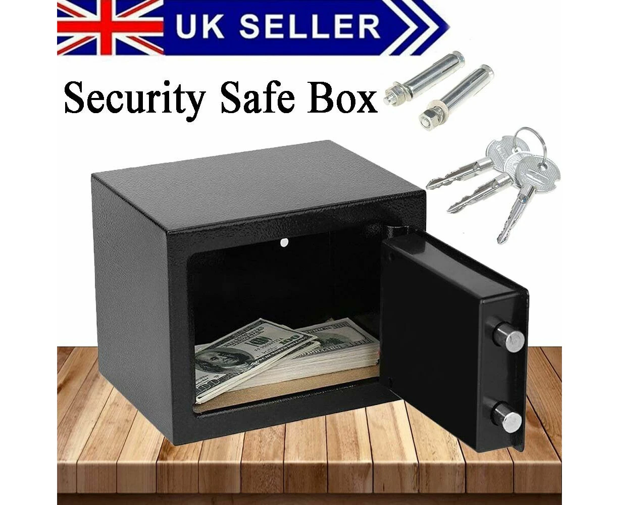 4.6L Solid Steel Safe Heavy Duty Fireproof Home Office Money Cash Valuables Box