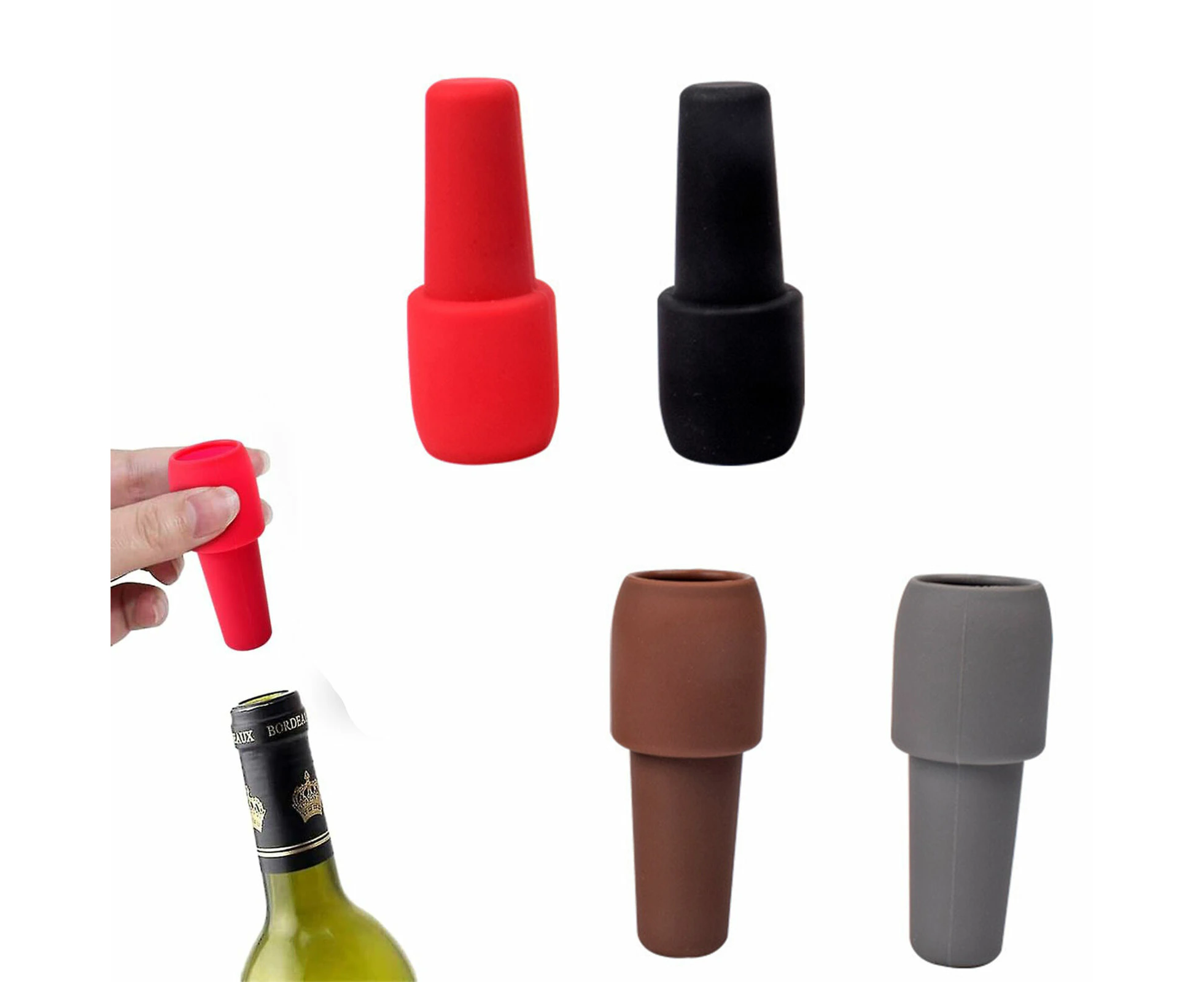 4 PCS Wine Stoppers for Wine Bottles, Reusable Sparkling Wine Bottle Stopper