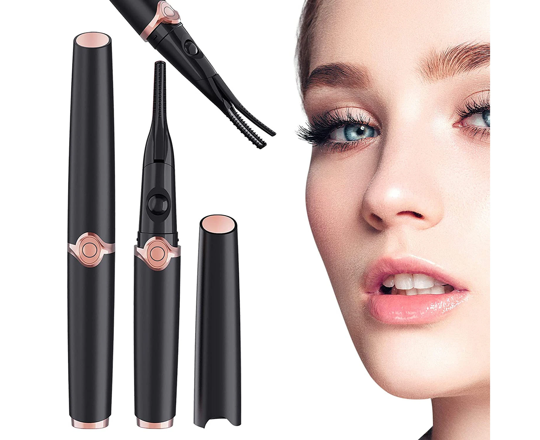 Electric Heated Eyelash Curler 2 In 1 Duble-Sided Rechargeable Heated Lash Curler with 3 Temperature Gears Portable Heating Eyelash Curler