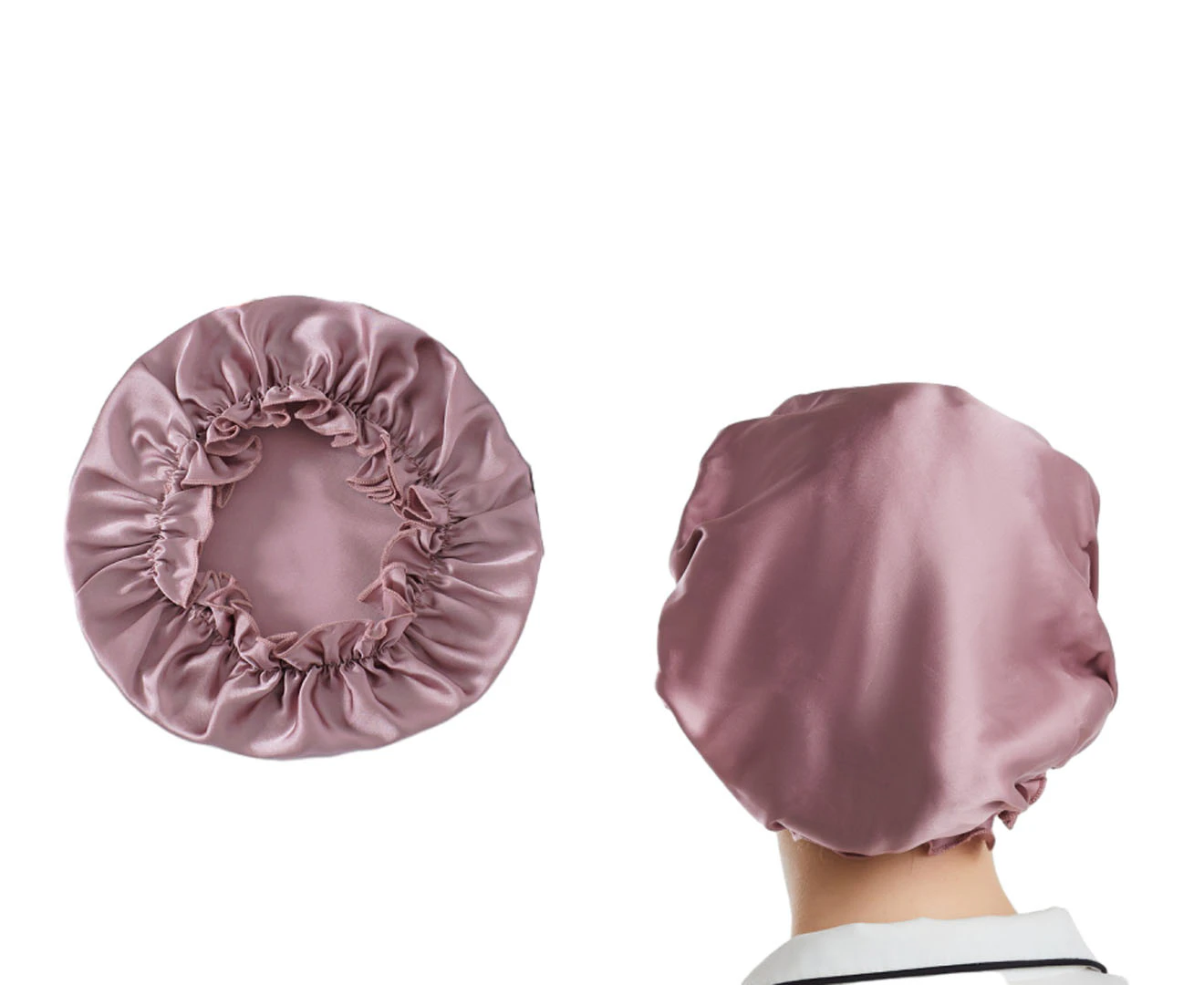 100% Pure Mulberry Silk Turban for Sleeping Night Sleeping Cap Hair Soft Bonnet Hats for Women-Pink