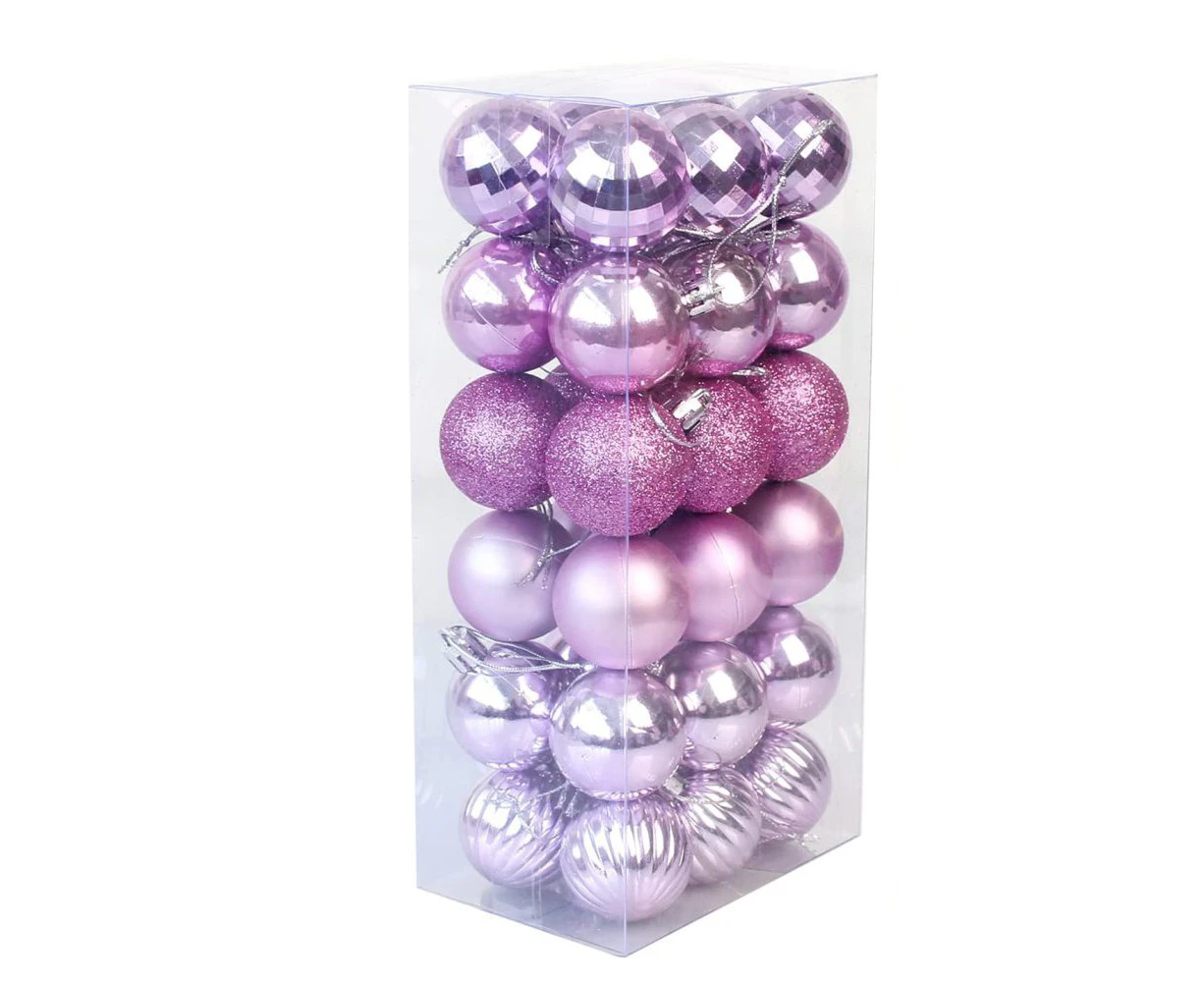 Christmas Baubles, Shatterproof Christmas Baubles, Baubles (Pack Of 36) (4Cm) - Light Purple