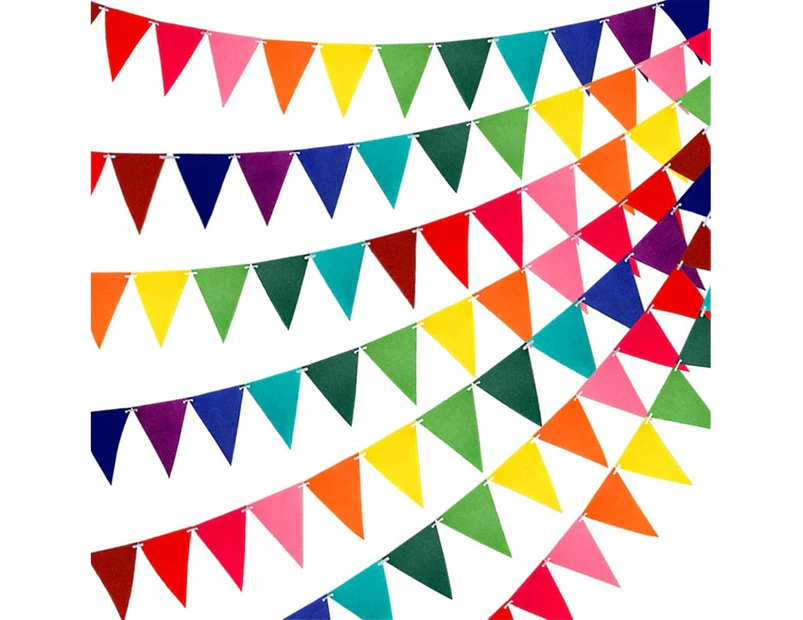 Rainbow Felt Fabric Pennant Banners Multicolor Party Garland for Birthday Party, Classroom Decoration (5 Pack)