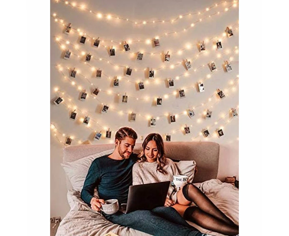 10M 100 Led Fairy Lights with 50 Photo Clips, USB String Lights for Photo Wall Bedroom Decor