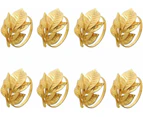 Gold Napkin Rings Set of 8, Antique Gold Alloy Fall Leaf Metal Napkin Ring for Thanksgiving, Christmas