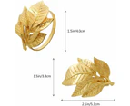 Gold Napkin Rings Set of 8, Antique Gold Alloy Fall Leaf Metal Napkin Ring for Thanksgiving, Christmas