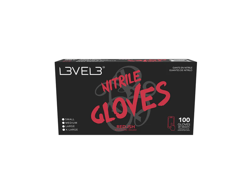 L3VEL 3 Nitrile Gloves - Red-Ish 100pk - Medium