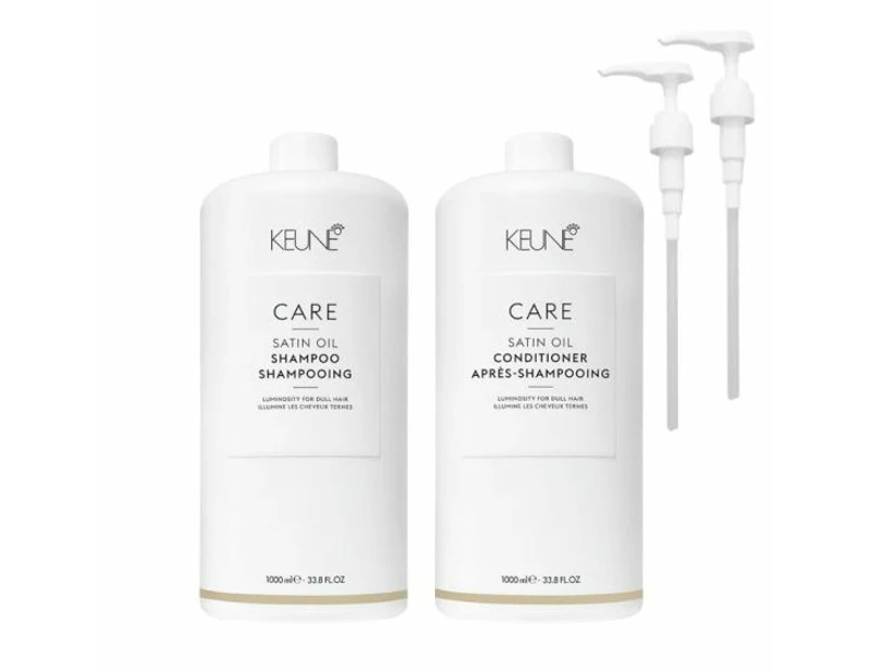 Keune Care Satin Oil Litre Duo Pack + PUMP