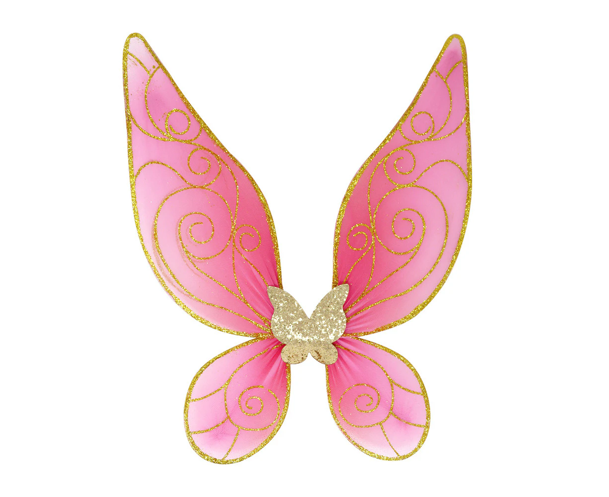 Butterfly Ballet Pink & Gold Spakle Wire Wings