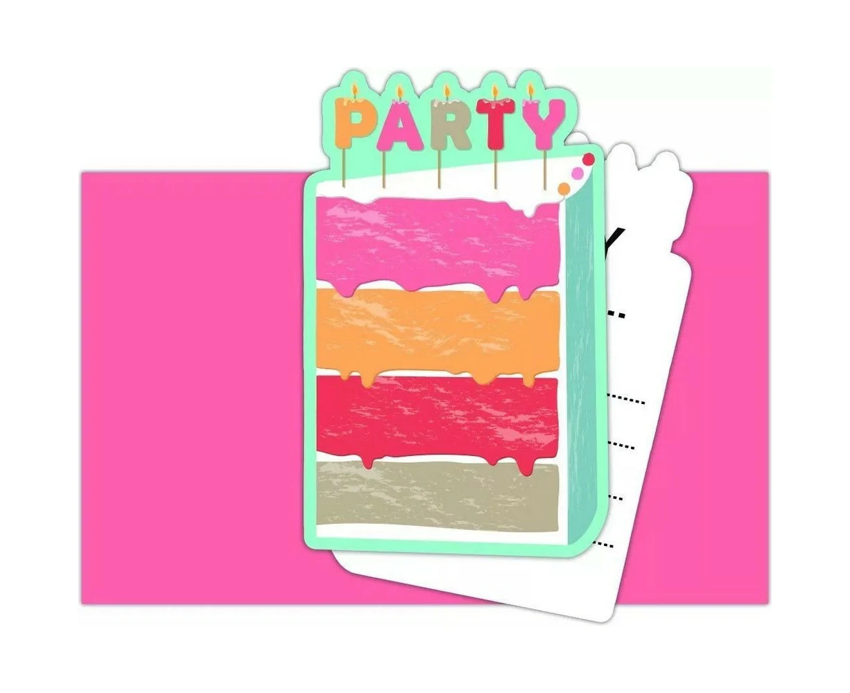 Procos Cake Birthday Invitations (Pack of 6) (Multicoloured) - SG28547