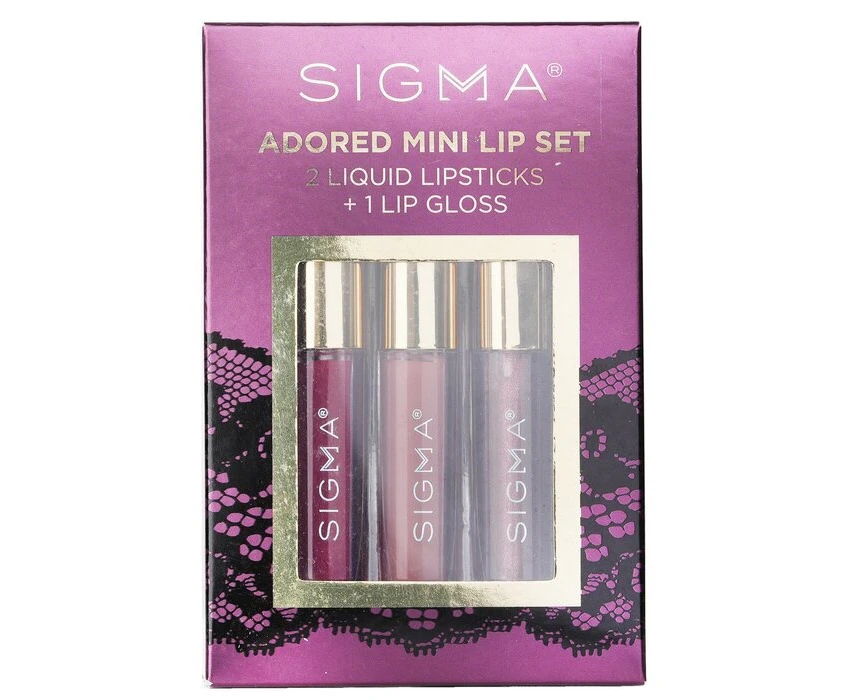 Sigma Beauty Adored Mini Lip Set (2x Liquid Lipstick + 1x Lip Gloss) 3pcs