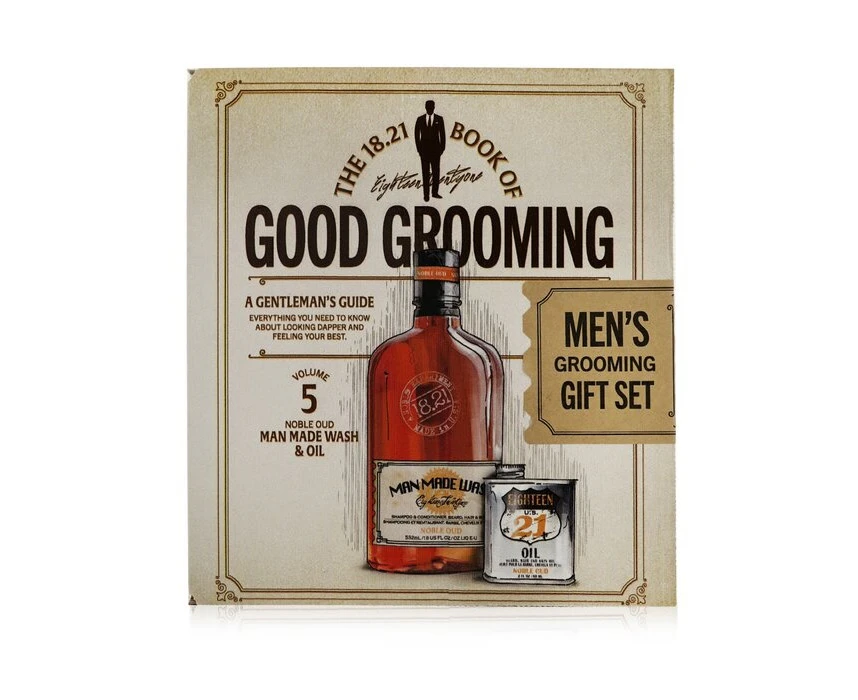 18.21 Man Made Book of Good Grooming Gift Set Volume 5: Noble Oud (Wash 532ml + Oil 60ml ) 2pcs