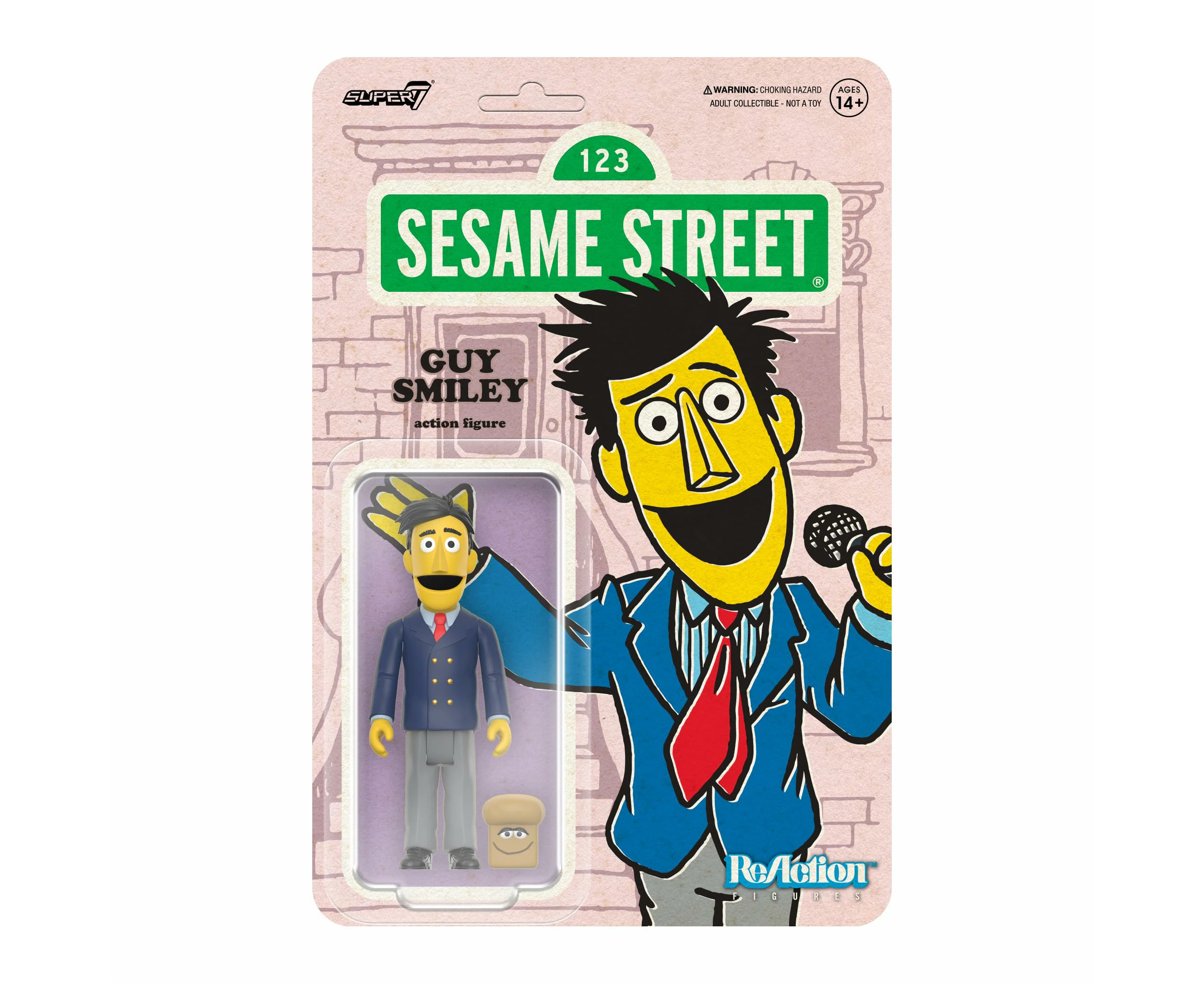 Super7 Sesame Street Reaction Figures: A Sunny Day Surprise! Guy Smiley (with Bread)! Wave 2 Figure!