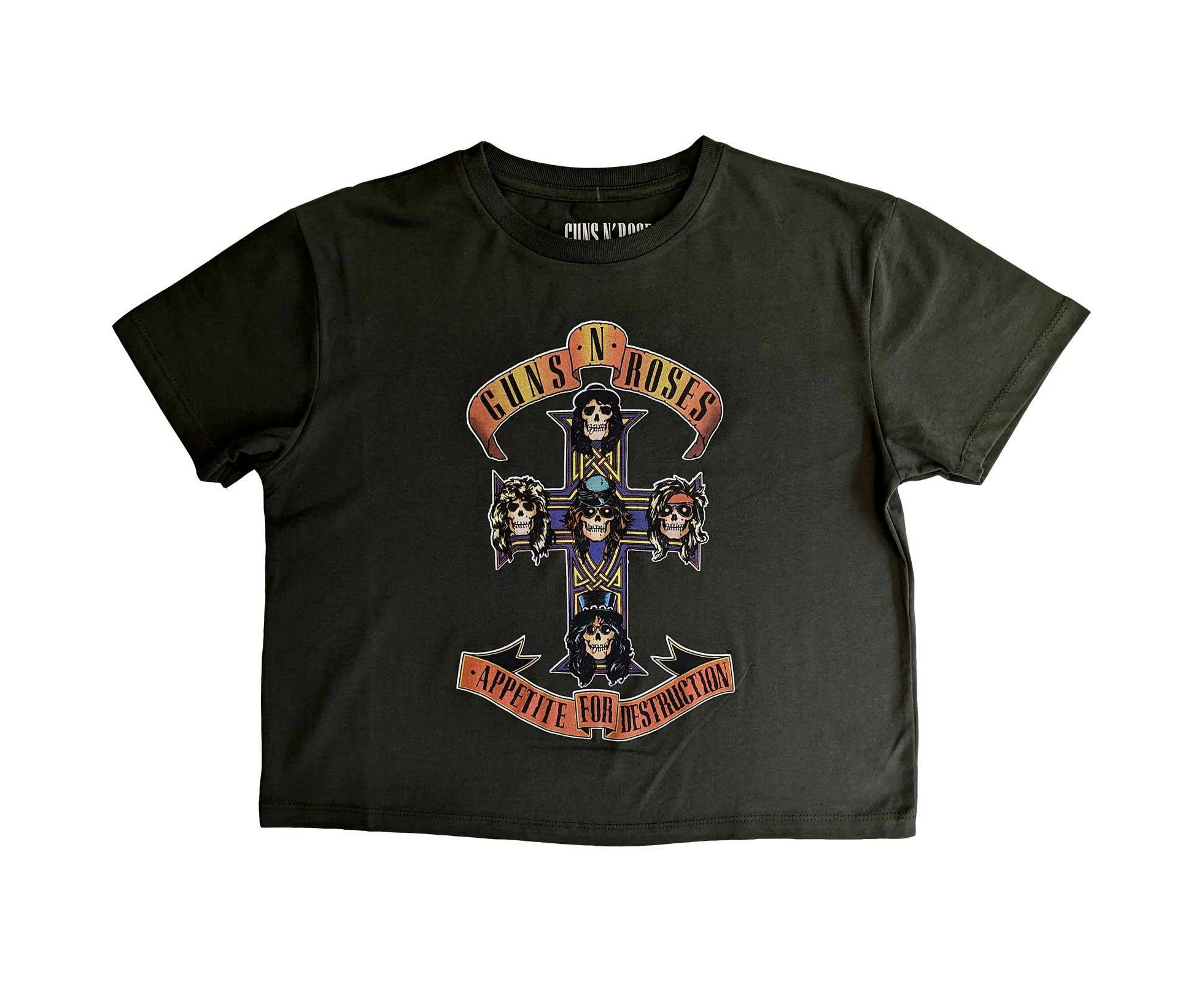 Guns N Roses Womens Appetite For Destruction Crop Top (Green) - RO5657