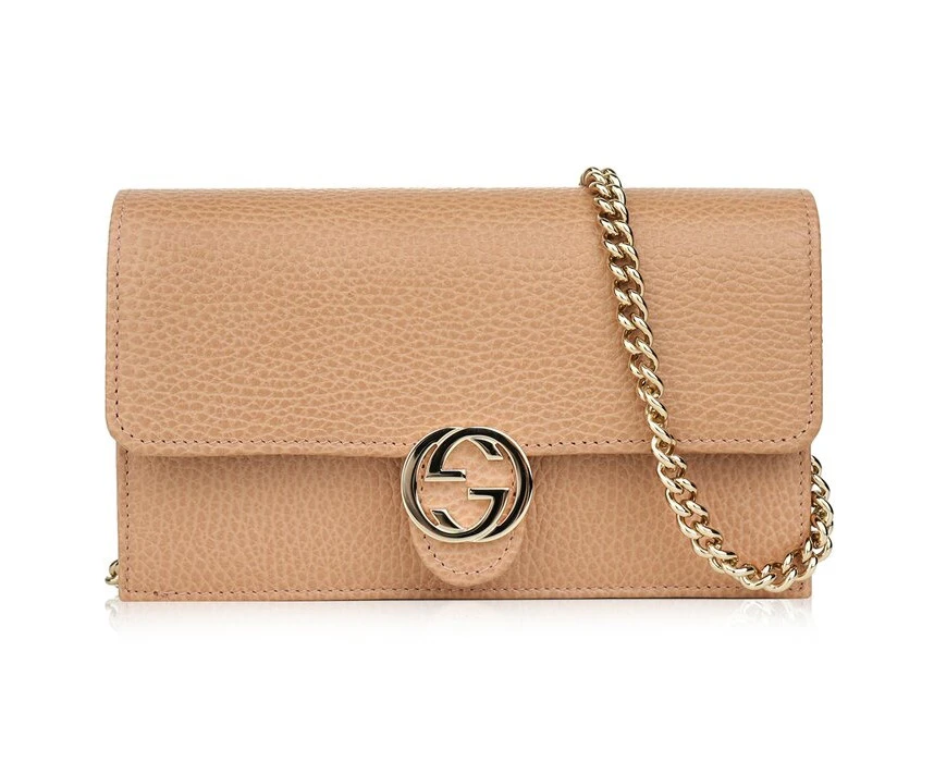 Gucci Icon GG Interlocking Wallet On Chain  Light CamelCrossbody Bag 615523 Light Camel