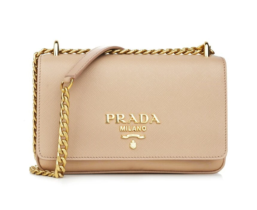 Prada Prada Plain Leather Logo Handbag 1BD144 Nude