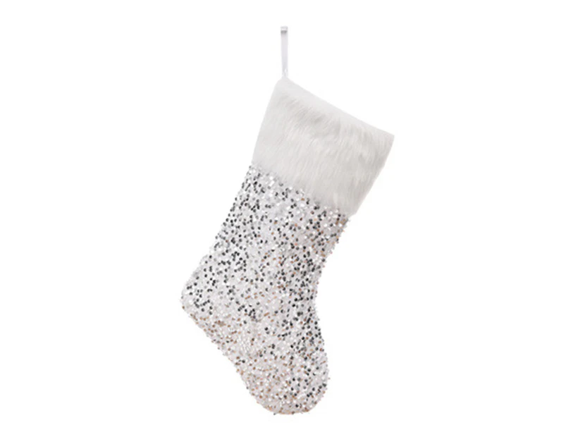 Sequin Christmas Stockings Hanging Bags 18" for Sparkle Xmas Stocking Gift Candy - Silver