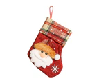 Christmas Stocking 6 Inch Classic Socks Santa Snowman Reindeer Gift Candy Bag - 1 elderly