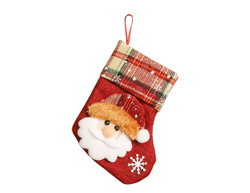 Christmas Stocking 6 Inch Classic Socks Santa Snowman Reindeer Gift Candy Bag - 1 elderly