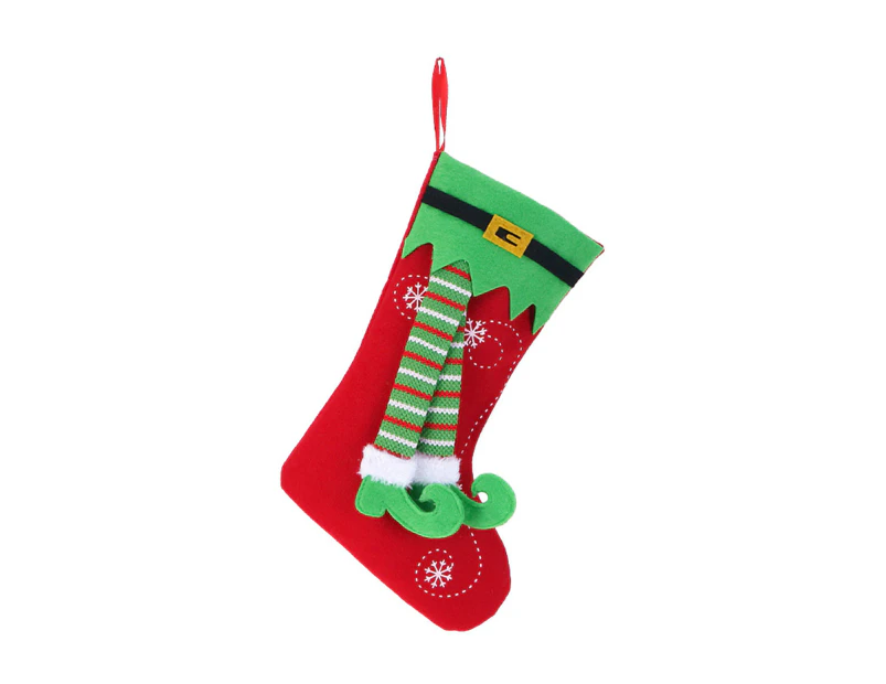 Christmas Striped Elf Legs Stocking Xmas Tree  Xmas New Year Party - Green