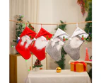 Christmas Stockings Big Xmas Stocking Decoration 17" 3D Sequins Plush Gnome Sock - Grey diamond sequin beard