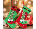 Christmas Striped Elf Legs Stocking Xmas Tree  Xmas New Year Party - Green