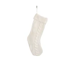 Knit Christmas Stockings Decorations Holiday Knit Hanging Stocking Goodie Bags - White