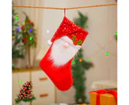 Christmas Stockings Big Xmas Stocking Decoration 17" 3D Sequins Plush Gnome Sock - Grey diamond sequin beard