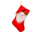 Christmas Stockings Big Xmas Stocking Decoration 17" 3D Sequins Plush Gnome Sock - Red diamond sequin beard