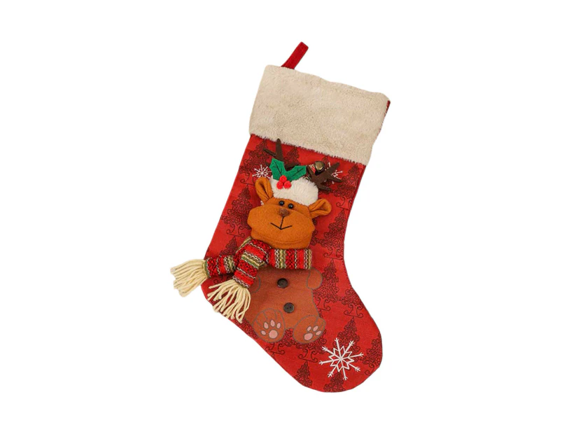 Christmas Stockings Big Xmas Stocking Decoration 18" Santa Snowman Reindeer Sock - Elk