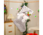 Christmas Stockings Big Xmas Stocking Decoration 17" 3D Sequins Plush Gnome Sock - Grey diamond sequin beard