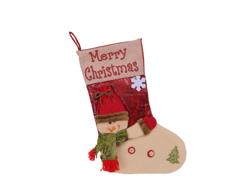 Cartoon Christmas Stocking Polyester Fibre Candy Gift Packaging Bags Supplies - Snowman style