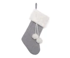 Christmas Stocking Big Xmas Stockings Decors Tree Family Holiday Knitted Socks - Grey