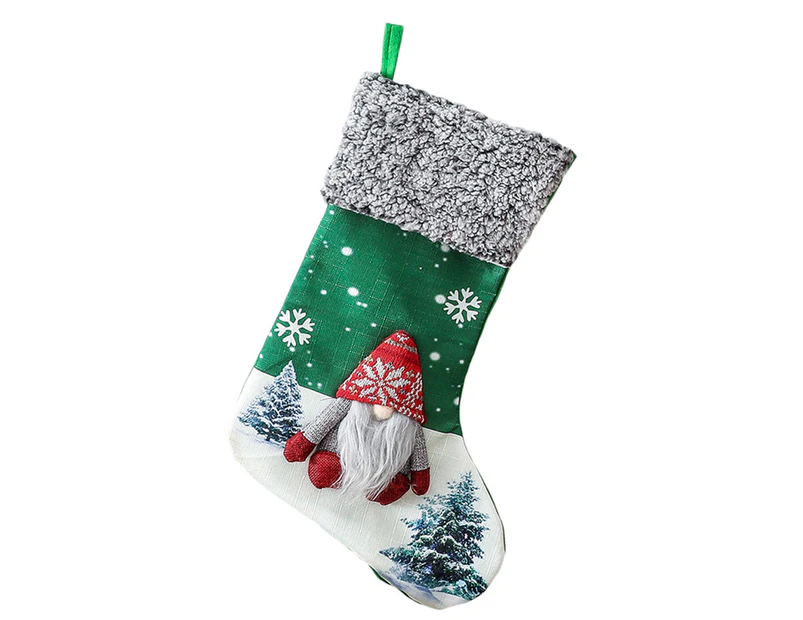 Christmas Stockings Big Xmas Stocking Decoration 18" 3D Plush Swedish Gnome Sock - Green Santa Claus