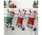 Christmas Stockings Big Xmas Stocking Decoration 18" 3D Plush Swedish Gnome Sock - Red girl