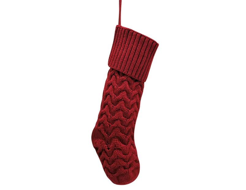 Christmas Knitted Stocking Xmas Tree Decor Stockings Pendant Crafts - Red - large