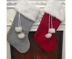 Christmas Stocking Big Xmas Stockings Decors Tree Family Holiday Knitted Socks - Grey