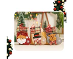 Christmas Stocking 6 Inch Classic Socks Santa Snowman Reindeer Gift Candy Bag - 1 elderly