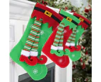 Christmas Striped Elf Legs Stocking Xmas Tree  Xmas New Year Party - Green