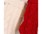 Knit Christmas Stockings Decorations Holiday Knit Hanging Stocking Goodie Bags - White