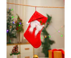 Christmas Stockings Big Xmas Stocking Decoration 17" 3D Sequins Plush Gnome Sock - Red diamond sequin beard