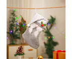 Christmas Stockings Big Xmas Stocking Decoration 17" 3D Sequins Plush Gnome Sock - Grey diamond sequin beard