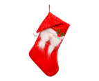 Christmas Stockings Big Xmas Stocking Decoration 17" 3D Sequins Plush Gnome Sock - Red diamond sequin beard