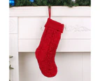 Knit Christmas Stockings Decorations Holiday Knit Hanging Stocking Goodie Bags - White