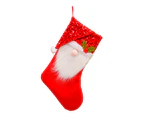 Christmas Stockings Big Xmas Stocking Decoration 17" 3D Sequins Plush Gnome Sock - Red diamond sequin beard