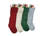 Christmas Knitted Stocking Xmas Tree Decor Stockings Pendant Crafts - Red - large